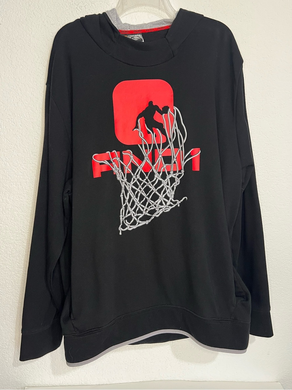 And 1 Black Red Basketball Hoodie Sweatshirt Kangaroo Pocket 3XL